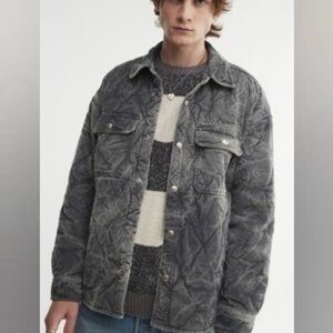 BDG Men's Charcoal Corduroy Quilted Shirt Jacket